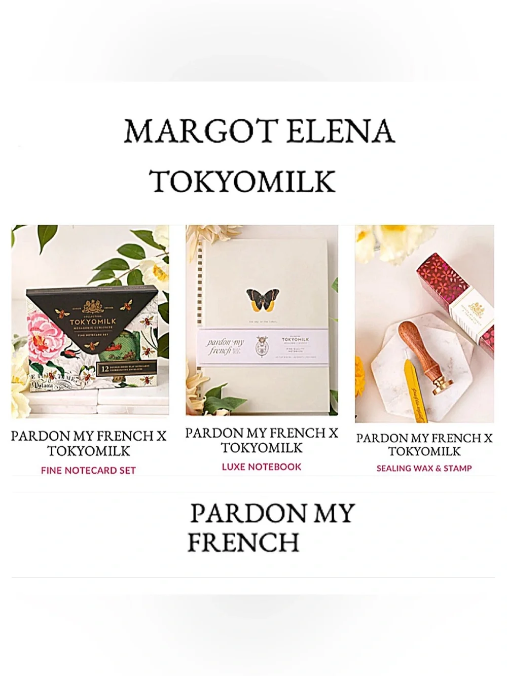 PARDON MY FRENCH X TOKYOMILK Limited Edition Margot Elena Notecards Notebook Wax
